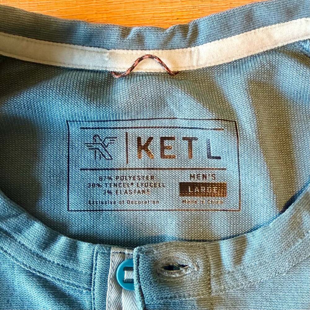 KETL Men's Blue Short Sleeve Henley Tech Jersey Shirt Large - Picture 2 of 6